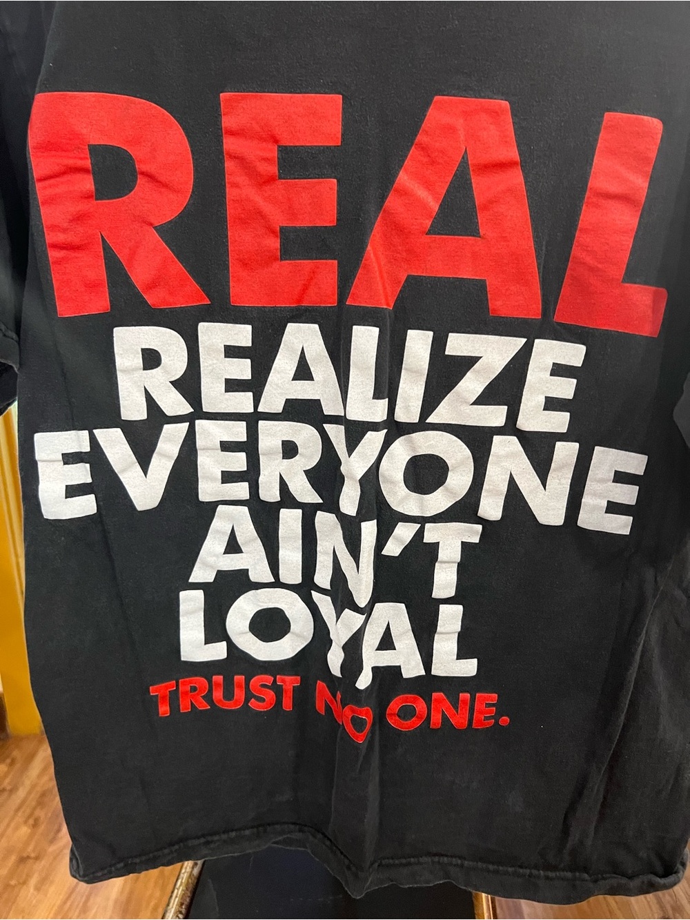REAL Short Sleeve Graphic Tee with Red & White Text